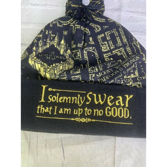Harry Potter I Solemnly Swear That I Am Up To No Good Knit Pom Beanie Hat Cap main image 4